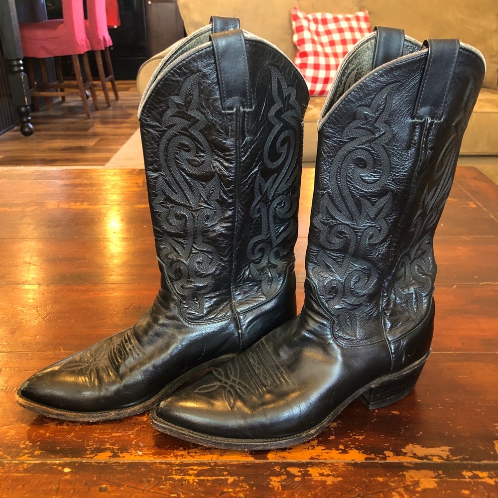 Men’s Justin Cowboy / Western Boots, Black, 7.5D